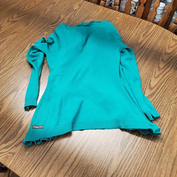 Matilda Jane Emerald Green Open Front Ruffle Cardigan Sweater Women's Size Small - Picture 4 of 5